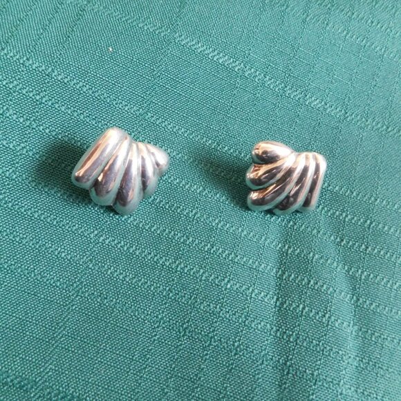 Pair of square sterling silver Art Deco style post earrings VGU - Picture 1 of 4